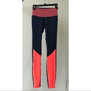 LULULEMON neon orange and dark Blue Long leggings